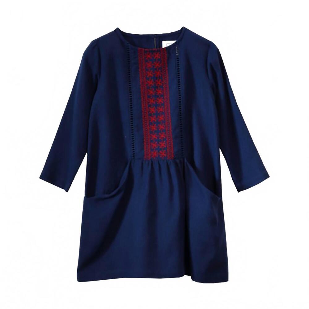 NEW BONHEUR DU JOUR girl's inuit dress in blue navy